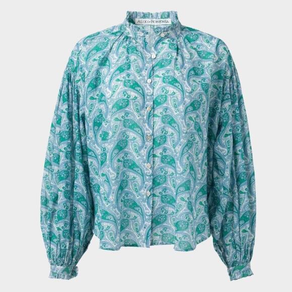 Alix of Bohemia Poet Turquesa Blouse - Picture 1 of 6